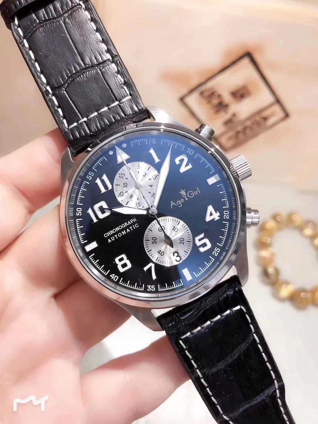 

Luxury Brand New Chronograph Men Watch Stopwatch Sapphire Watches Silver Black Brown Leather Sport Limited Watches AAA+