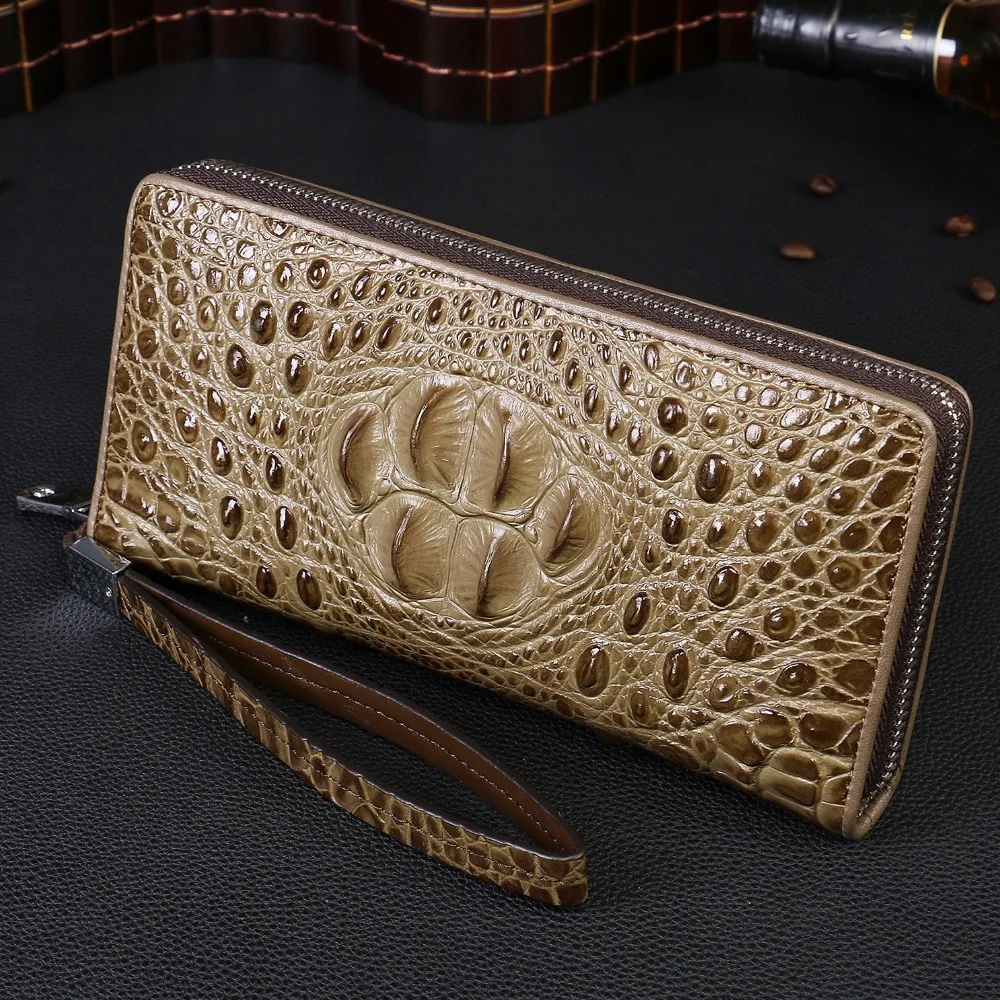 Men's wallet Thai crocodile leather wallet men's long handbag female leather wrist bag zipper wallet clutch Europe America04 Men's wallet Thai crocodile leather wallet men's long handbag female leather wrist bag zipper wallet clutch Europe America04