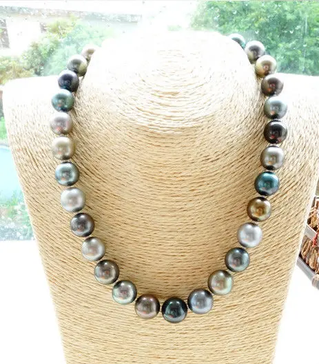 

stunning11-12mm south sea round multicolor pearl necklace 19inch14KGP