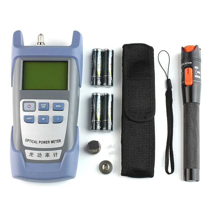 Fiber Optic FTTH Tool Kit with 60S Fiber Cleaver and Optical Power Meter 10Mw Visual Fault Locator Wire stripper