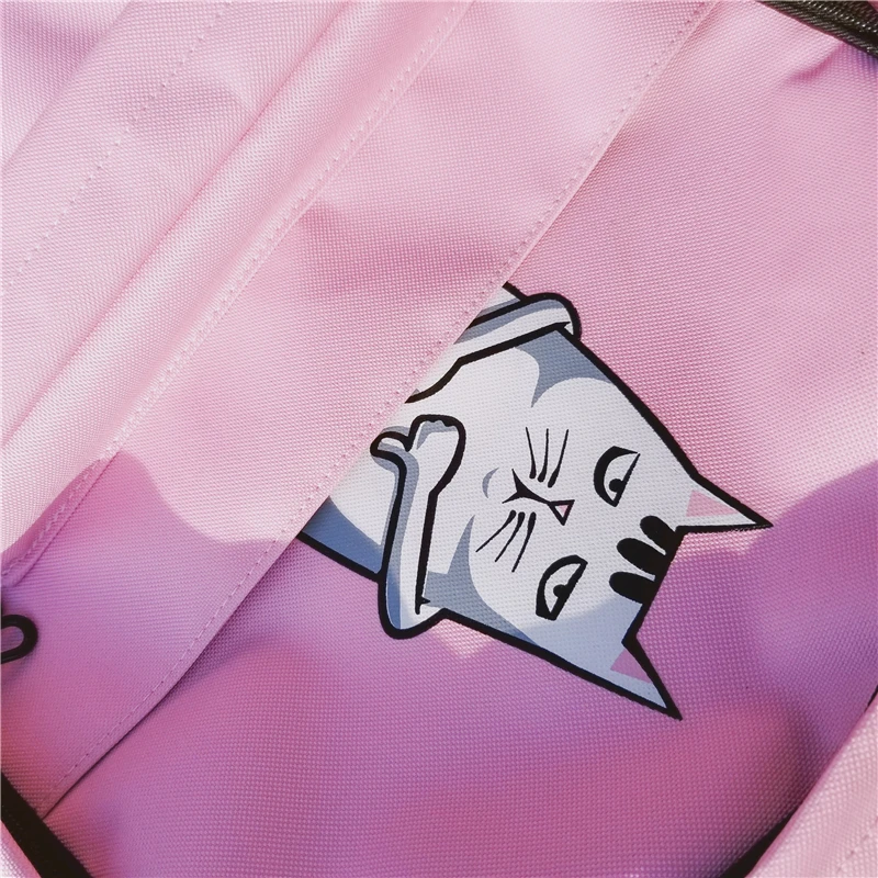 Menghuo Casual Women School Backpack Lovely Cat Printed Canvas Backpack Teenager Girls Large Capacity Ladies School Bag Mochilas (5)