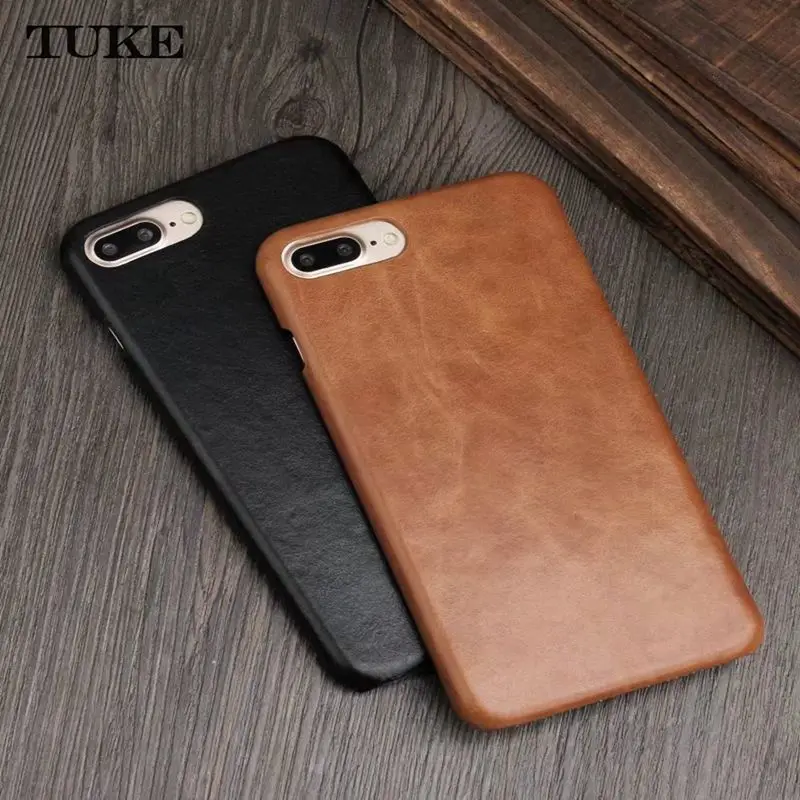 

TUKE For Apple iPhone 7 Case For iPhone X XS Max XR Cover Cow Genuine Leather Luxury Matte Hard Cases for iPhone 7 8 6 6s Plus