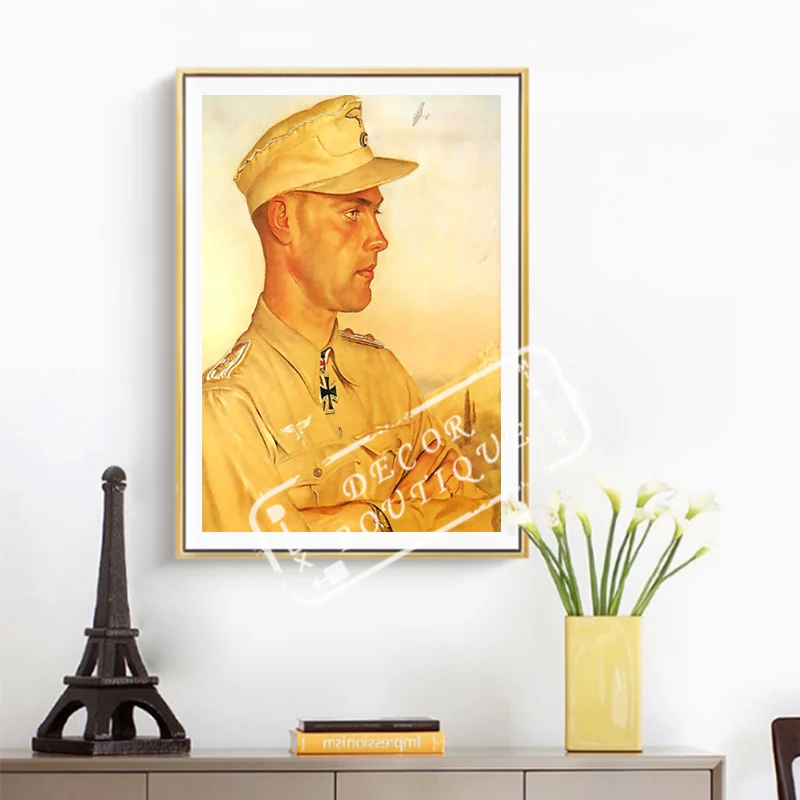 

Vintage Propaganda Poster WW2 German officer Africa Corps Classic Canvas Paintings Wall Posters Stickers Home Decor Gift for Kid