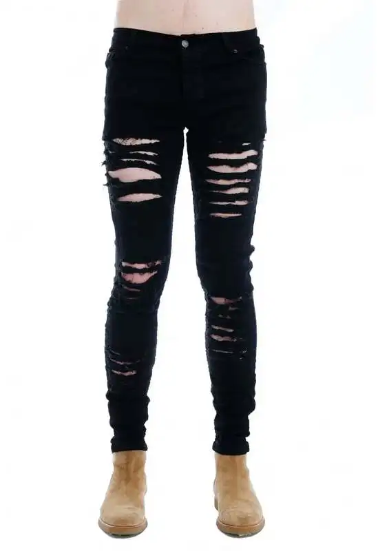 New Plus Size represent clothing designer pants black destroyed mens