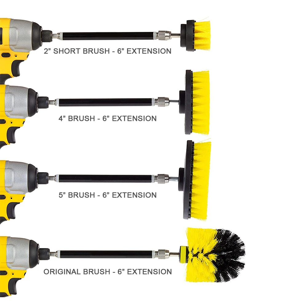 5 шт. Набор для дрели и скраба, аксессуары для мотоциклов с удлинительным стержнем для чистки автомобиля, сиденья для лодки, ковровое покрытие