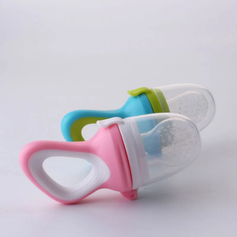 

10 Pcs Fresh Food Fruit Milk Feeding Bottles Nibbler Three Sizes Food Grade Silicone Feeding Nipple with Lid