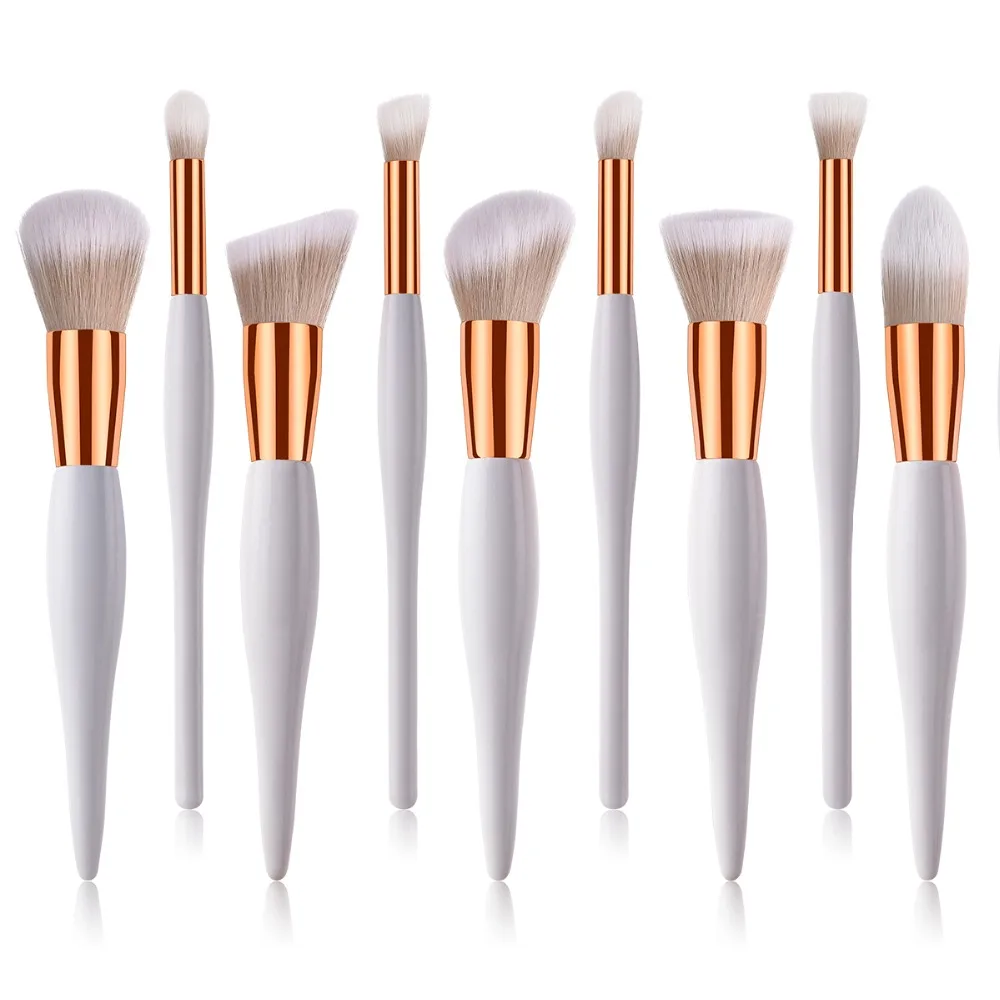 10pcs Rose Gold Makeup Brushes Kwasten Professional Foundation Powder Blush Kabuki Brush Face