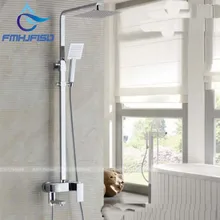 Wholesale And Retail Promotion Chrome Brass8″ / 10″ / 12″/ 16″ Rain Shower Faucet Set Bathtub Shower Mixer Tap Shower Column