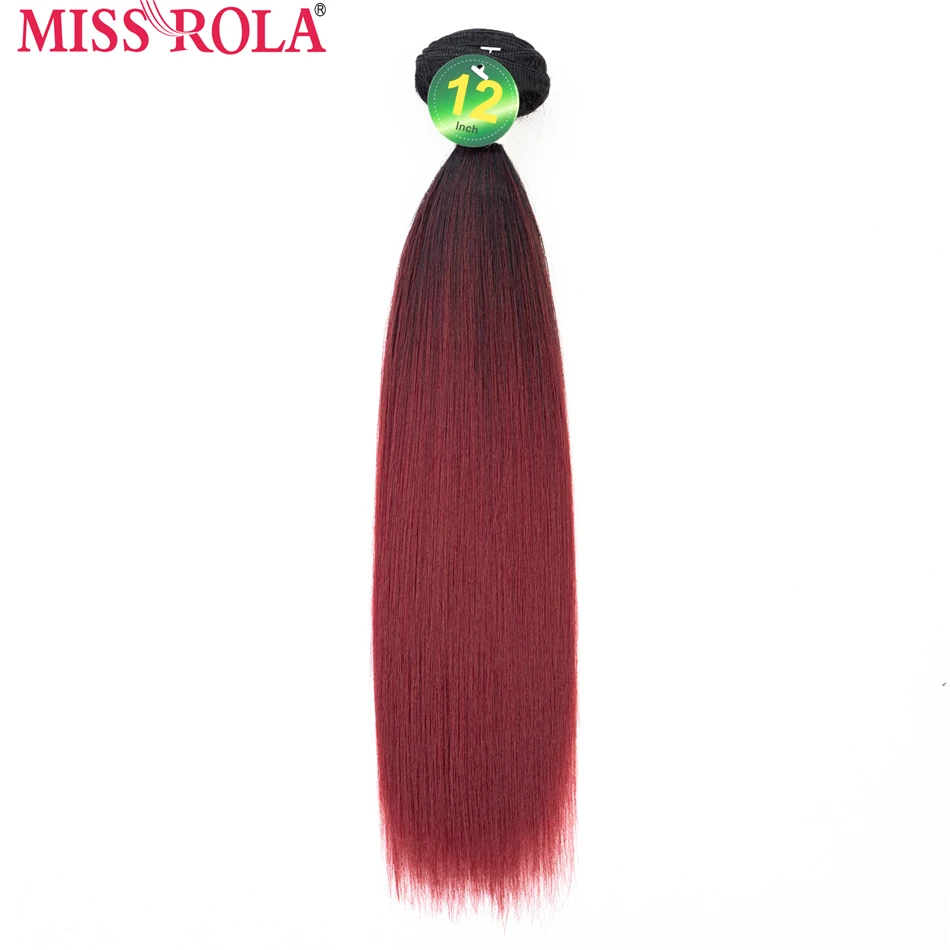 Miss Rola Синтетические прямые волосы Weft покраска методом Омбре волосы 8-14 дюймов 4+ 1 шт./упаковка 200 г# 1B ткачество Связки с бесплатным закрытием