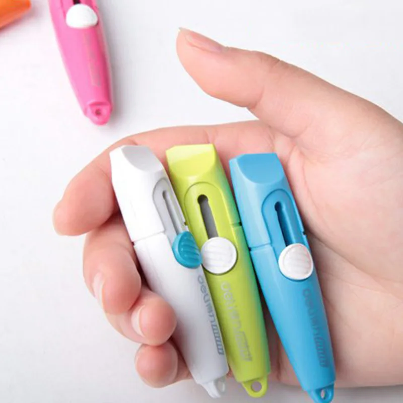 Цветной мини портативный нож бумажный резак для бумажного почтовый ящик открывалка для домашнего детского подарка безопасные автоматические Пишущие принадлежности