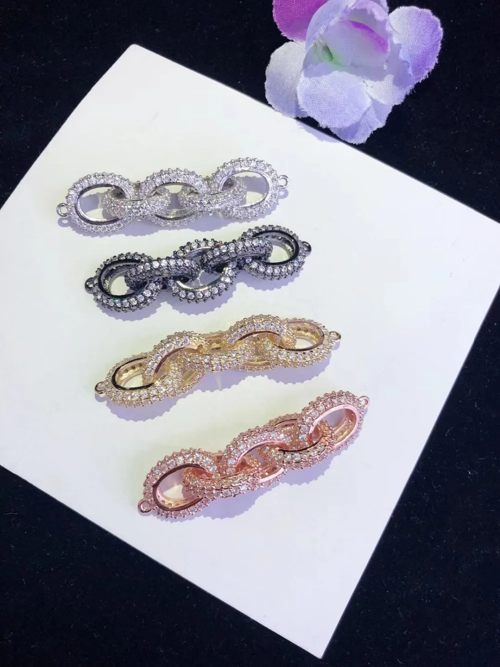 

Y144 Golden plated Paved CZ Necklace Pendant Clasp Cubic Zirconia Jewelry Connector DIY Fine Jewellery Making