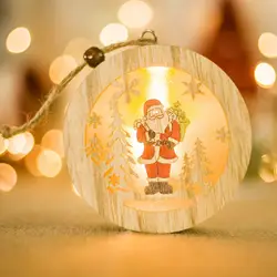 Лидер продаж романтическая Рождественская елка висячие украшения круглый светодиодный Снеговик Лось деревянные украшения Крытый