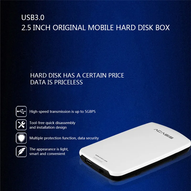 Acasis Fa-05Us 2,5 дюймов Высокоскоростной Usb 3,0 внешний жесткий диск коробка Hdd корпус чехол с кабелем Sata 3 интерфейс 5 Гбит/с