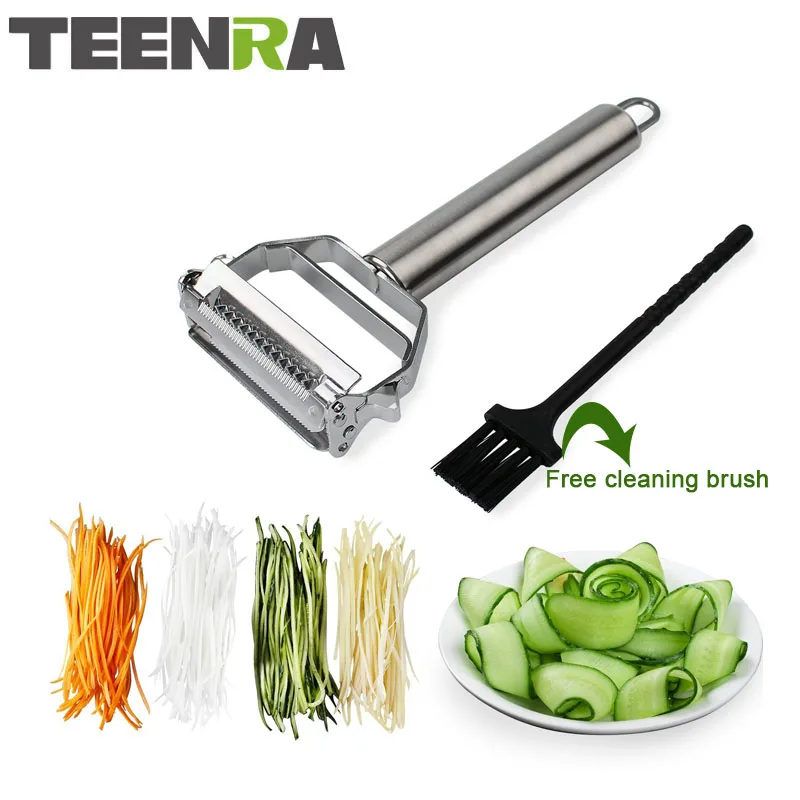 

TEENRA 1Pcs Stainless Steel Fruit Vegetable Julienne Peeler Potato Peeler Slicer Fruit Melon Carrot Grater Cutter 3 Bades