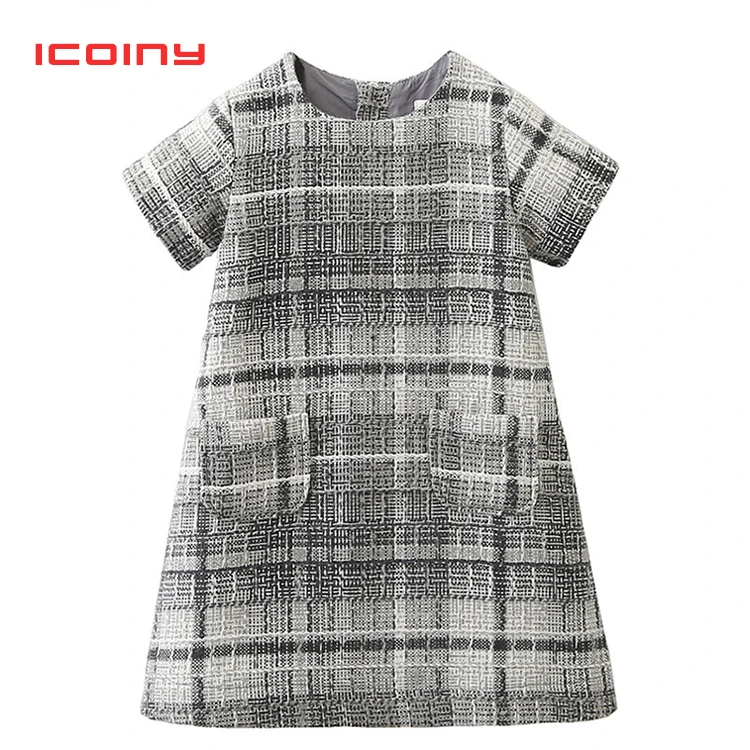 

Girls Dress 2019 New Brand Girls Clothes European And America Style Kids Clothes Plaid Pocket Design Baby Girls Dress 2-8 Year