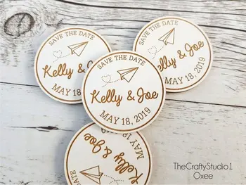 

Paper plane Wedding Save the Date Magnets set ,Custom Wedding invitations cards, wedding gifts for guests, Rustic favor magnets