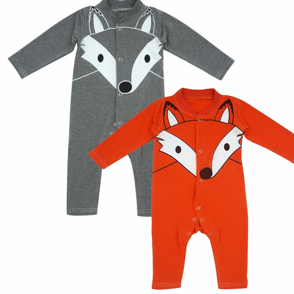 Dibujos Animados lindo bebé recién nacido Niño traje zorro ropa del mono del mameluco del algodón manga larga Bebes traje 0-24 M Dibujos Animados lindo bebé recién nacido Niño traje zorro ropa del mono del mameluco del algodón manga larga Bebes traje 0-24 M