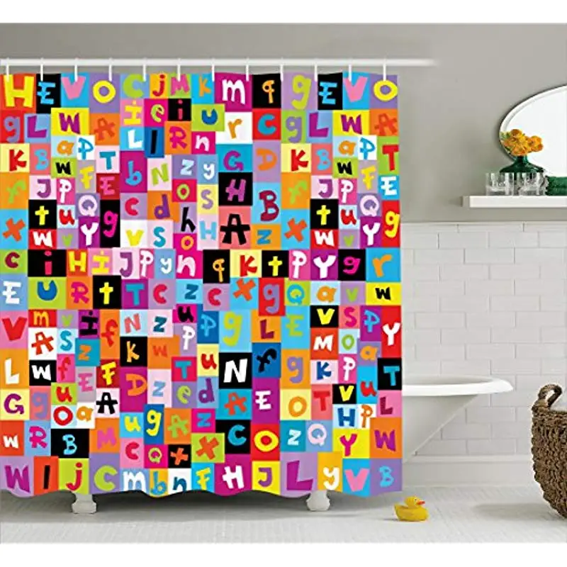 Vixm абстрактный Душ шторы цветной Алфавит буквы узор образование школа головоломки детей Графический ткань для ванной s