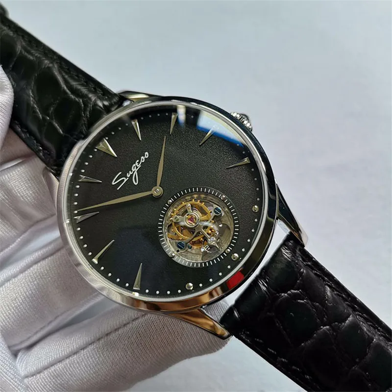 Простые мужские часы Seagull Tourbillon из натуральной крокодиловой кожи ремешок деловые мужские механические ручные часы Reloj De Hombre ST8002