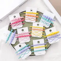 1 комплект Корейская Конфета из смолы цветные геометрические необычные заколки для волос для женщин ручной работы плетеные пластиковые