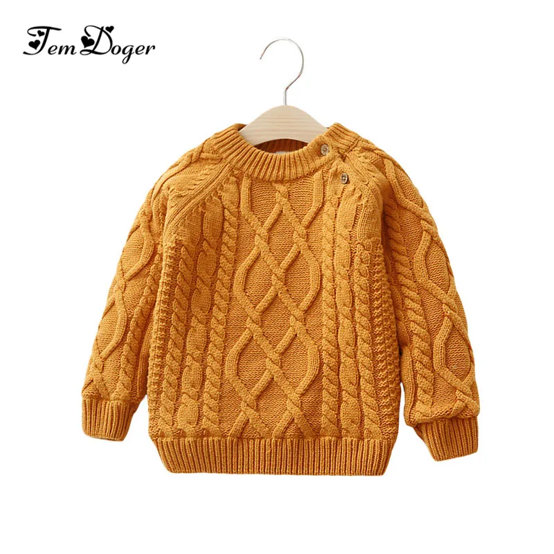 

Tem Doger Children Sweater Boys Girls for Winter O-neck Warm Thicken Sweaters Kids Girl Boy Fleece Lined Cardigan Pullover Tops