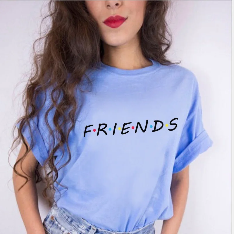 

100% Cotton Women Friends TV T shirt White Womens T-shirt Tee girl Tshirt Steetwear Girls Top Tees 2018 Summer Fashion Tumblr