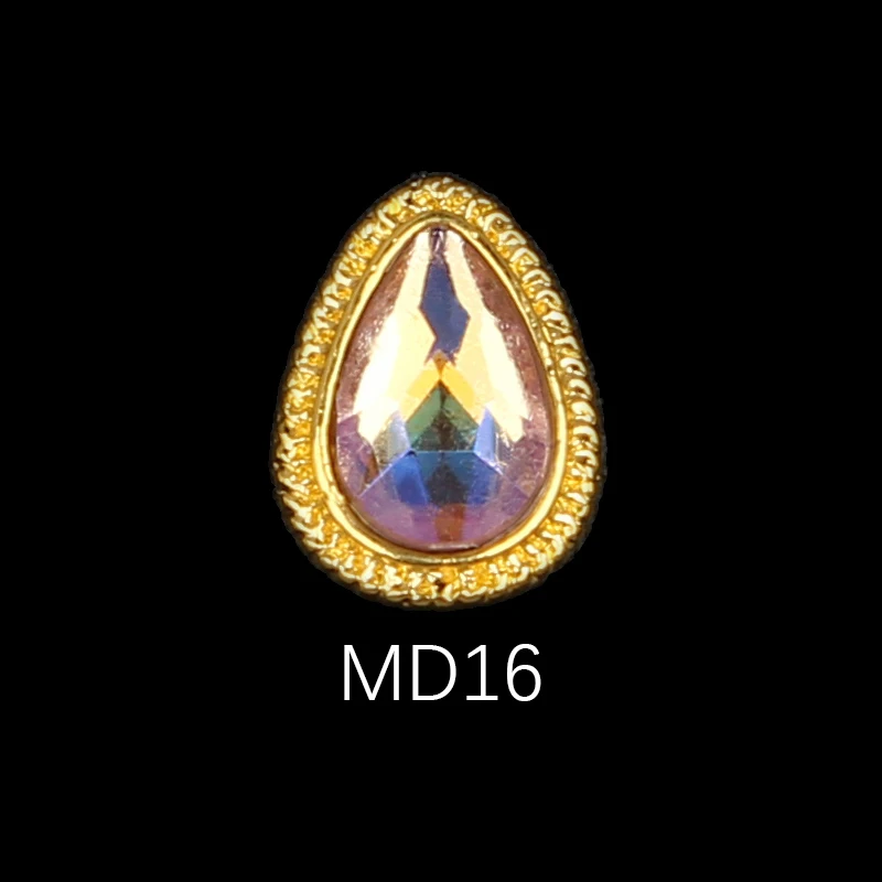 Korea Trend Nail Jewelry Style 10/30pcs Latest Metal Bezel Water Drop Stone Design 3D Nail Art Alloy Jewelry - Цвет: MD16