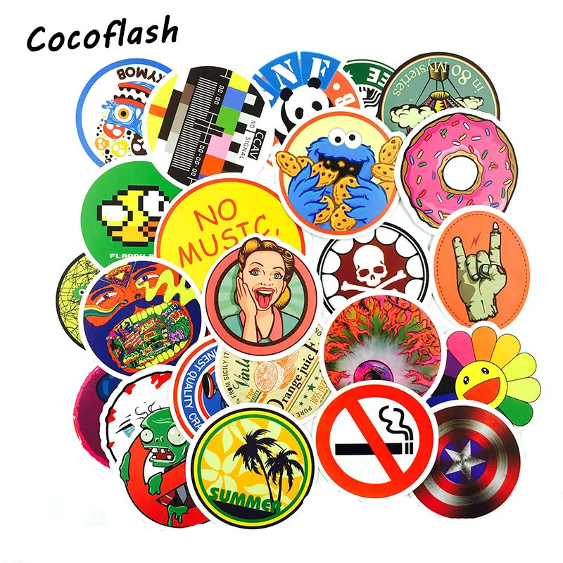 25pcs Circle Style Sticker Cute Circularity Cartoon Anime Interesting Stickers for Kid Skateboard Laptop Luggage Fridge Sticker