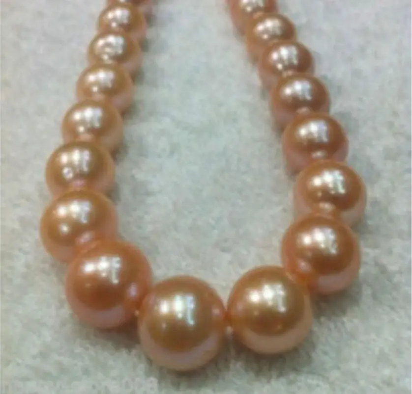 

beautiful 11-12MM AAA SOUTH SEA PINK natural PEARL NECKLACE 18