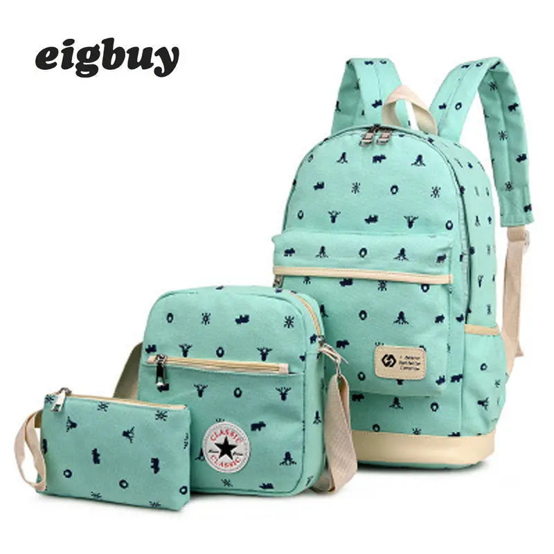 

3pcs/set Children Canvas School Backpacks College School Bag Fashion Plecak For Teenage Girls And Boys School Cotton Bags