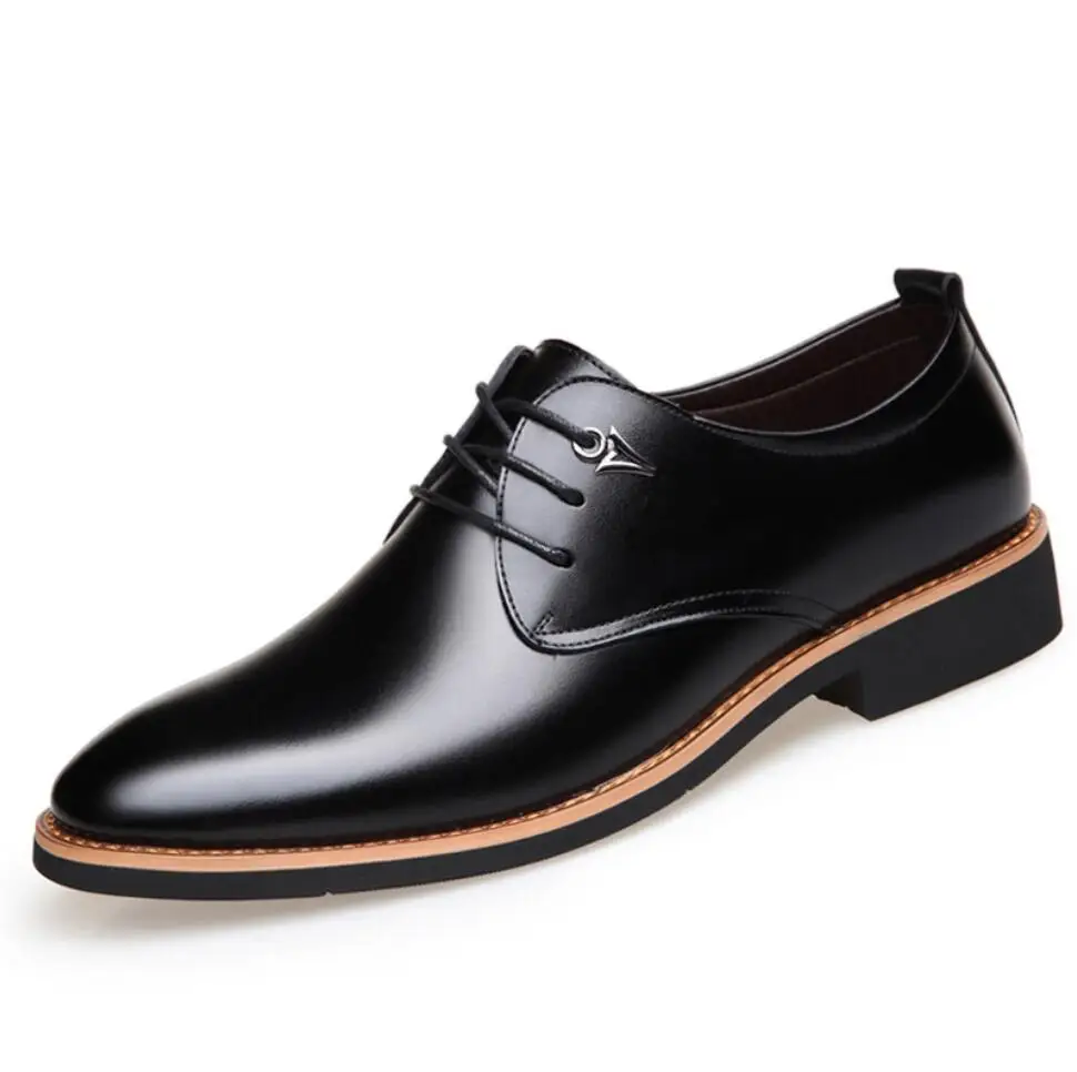 Luxury Leather Men Business Wedding Dress Shoes Lace Up Breathable Oxfords Shoes Pointed Toe Zapatos Hombre