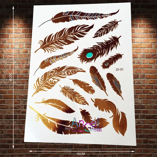 1PC Indian Gold Flash Tattoo Henna Sexy Jewelry Sticker Peacock Feather Metallic Tattoo Body Art Temporary Tattoos AS51 1PC Indian Gold Flash Tattoo Henna Sexy Jewelry Sticker Peacock Feather Metallic Tattoo Body Art Temporary Tattoos AS51