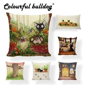 

Lively Kitten Playing in the Field Bring Good Luck White Elven Room Car Living Room Sofa Decor Cotton Linen Pillow Case