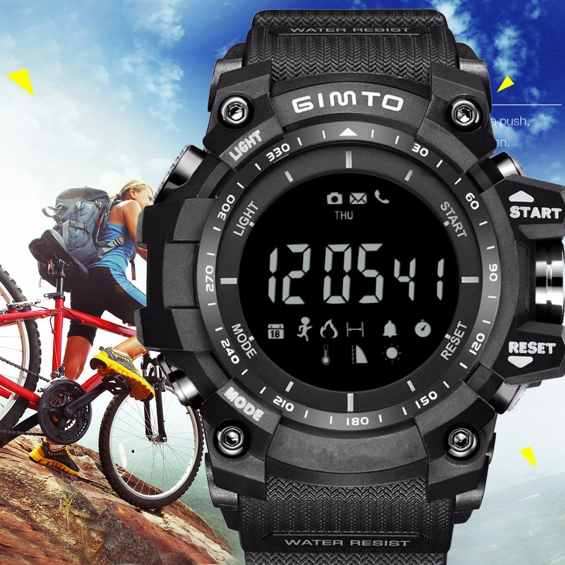 

GIMTO Digital Sport Watches Men Clock Waterproof LED Stopwatch Pedometer Altimeter Temperature Shock Male Electronic Wrist Watch