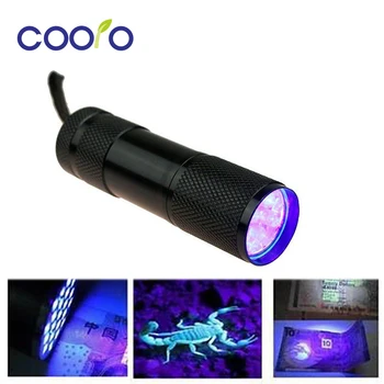 

Mini Blacklight Invisible Ink Marker 9LED UV Ultra Violet Flashlight Torch Light 3xAAA Batteries powered