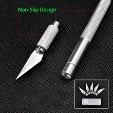 Jeslon Metal Handle Scalpel Tool Craft Knife Cutter Engraving Hobby Knives + 6pcs Blade for Mobile Phone Laptop Repair Hand Tool