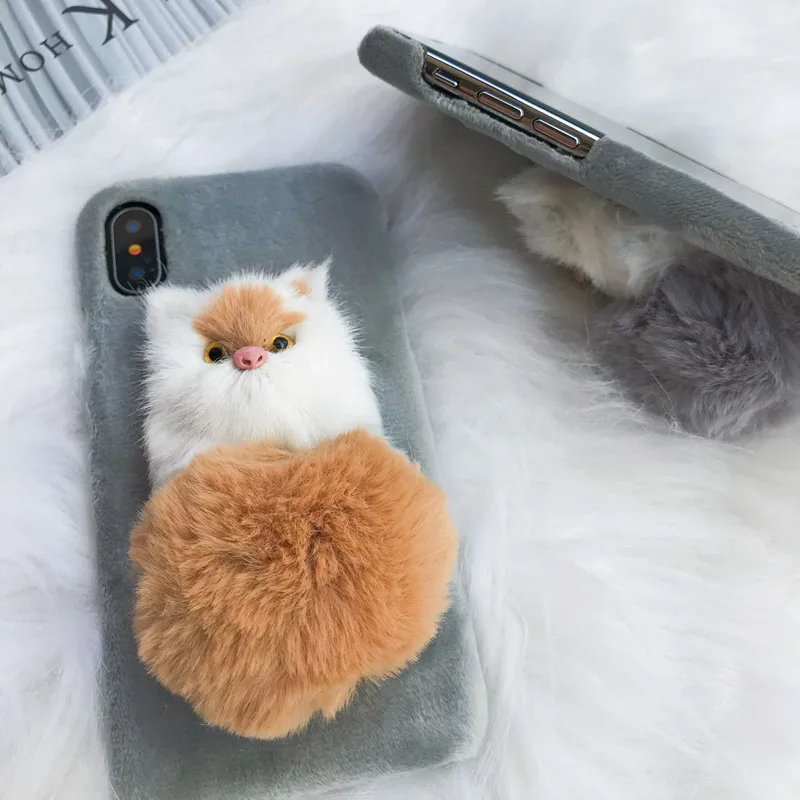 Чехол для Huawei P 20 10 lite mate 9 Pro honor V 8 nova 2 3 Plus DIY 3D Кот Мягкий меховой плюшевый жесткий