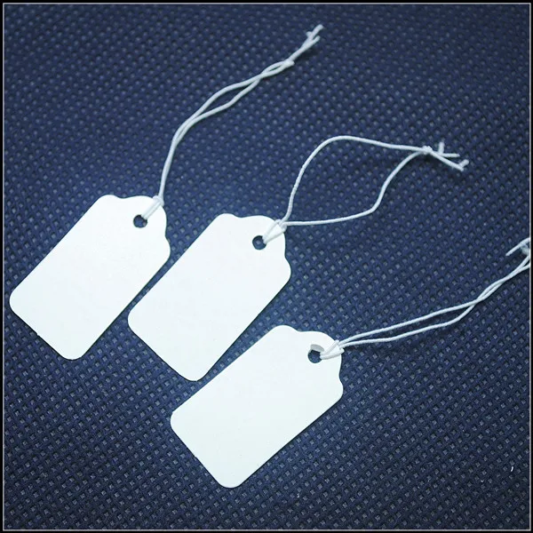 

1000PCS White Paper Tags Jewelry Packing Price Gift For Price Labels Size 33X18MM Garments And Clothing Marks With Elastic Wire