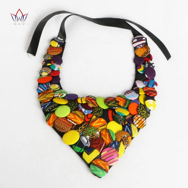 Красочные африканские кнопки Ожерелье Африканские аксессуары для женщин Богемия Стиль женщин Кнопка Ожерелье WYA160