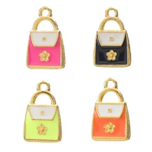 5pcs Colorful Bag Charms Drop Oil Gold Alloy Evil Eye Pendant Charms For Bracelet Necklace Jewelry Making 22*14mm