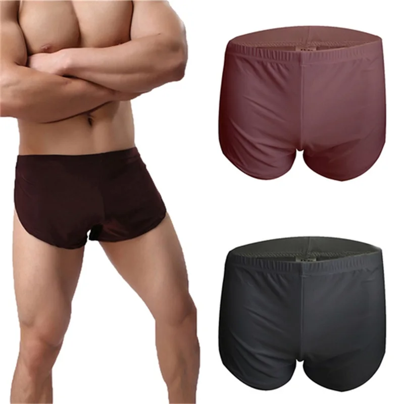 

2pcs/Set Men's Boxer Shorts Male Underwear Boxer Shorts Panties Soft Side Split Loose Underpants Trunk Sexy Cueca Black Coffee
