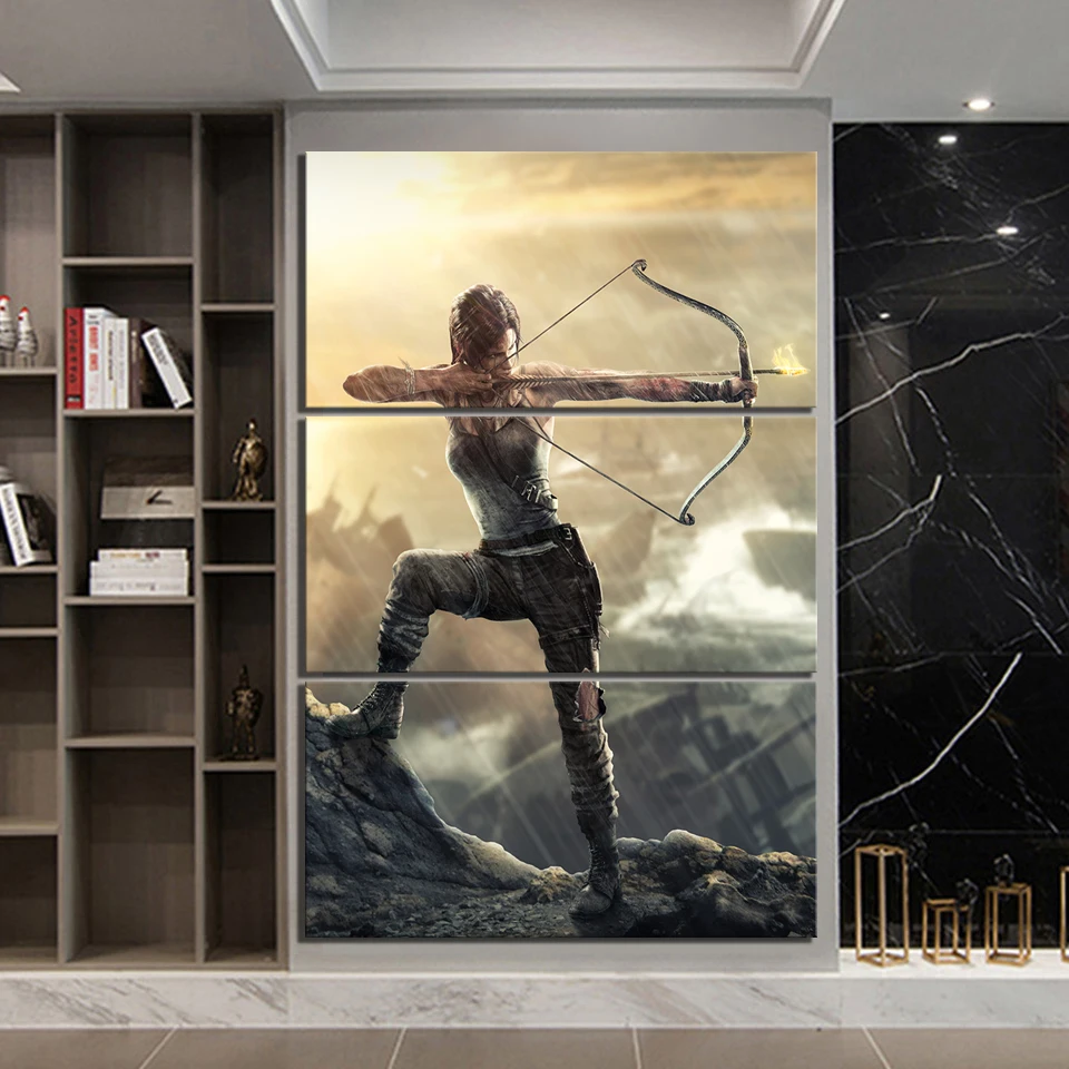3 шт. холст картины Lara Croft Tomb Raider видеоигра Постер настенная наклейка