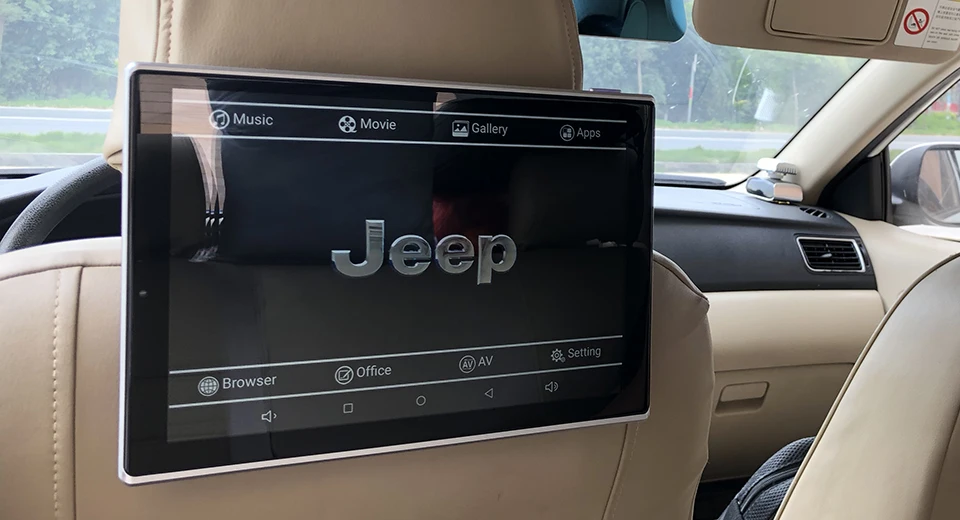 Cheap In Car Headrest DVD Player With Wireless Headphones Android Monitor For Jeep Grand Cherokee Auto TV Screen 11.8 inch 0