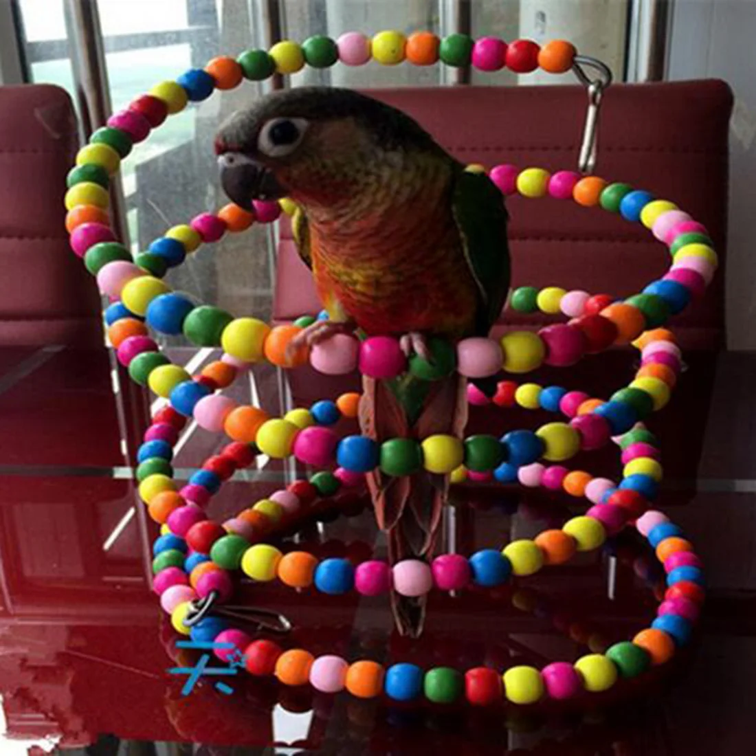 

New Funny Rainbow Bead 100CM Swing Parrot Bird Ladder Wooden Pet Toy Pet Accessories