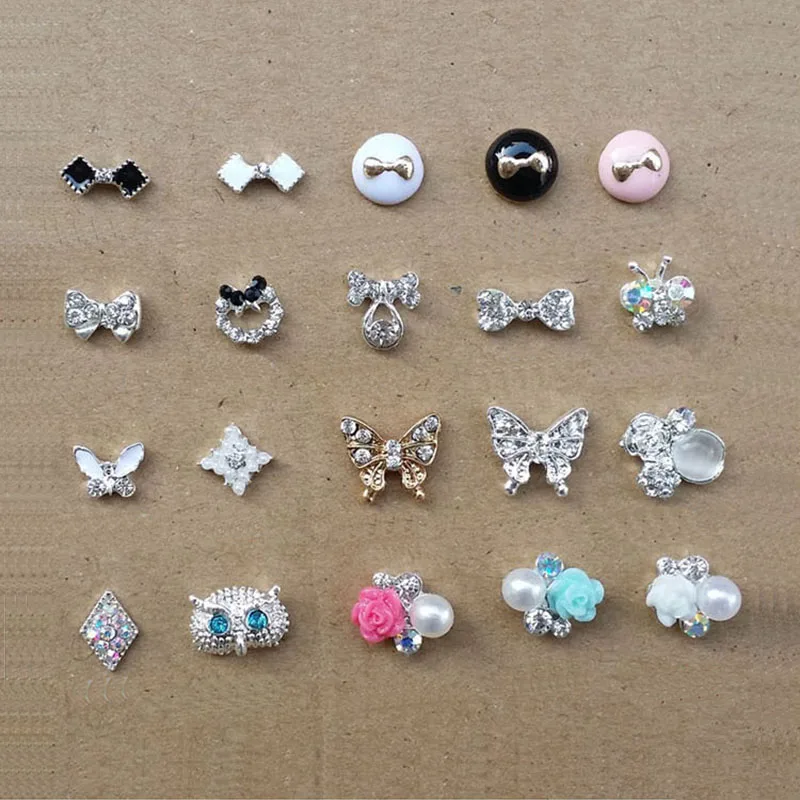 Butterfly Flowers Designs 3d Nail Supplies Glitter Rhinestone Alloy