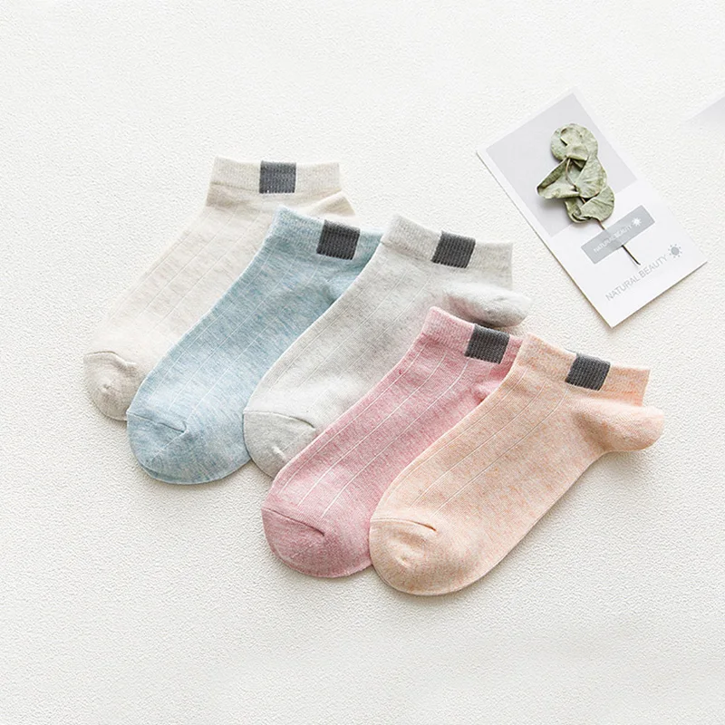 

5 Pair/Lot Cotton Socks For Women Summer Casual Short Socks Candy Color Female Sock Ladies Ankel Socks