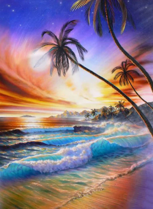 

5D DIY Diamond Painting Landscape Seaside view Cross Stitch Diamond Embroidery Round drill Home Decor gift