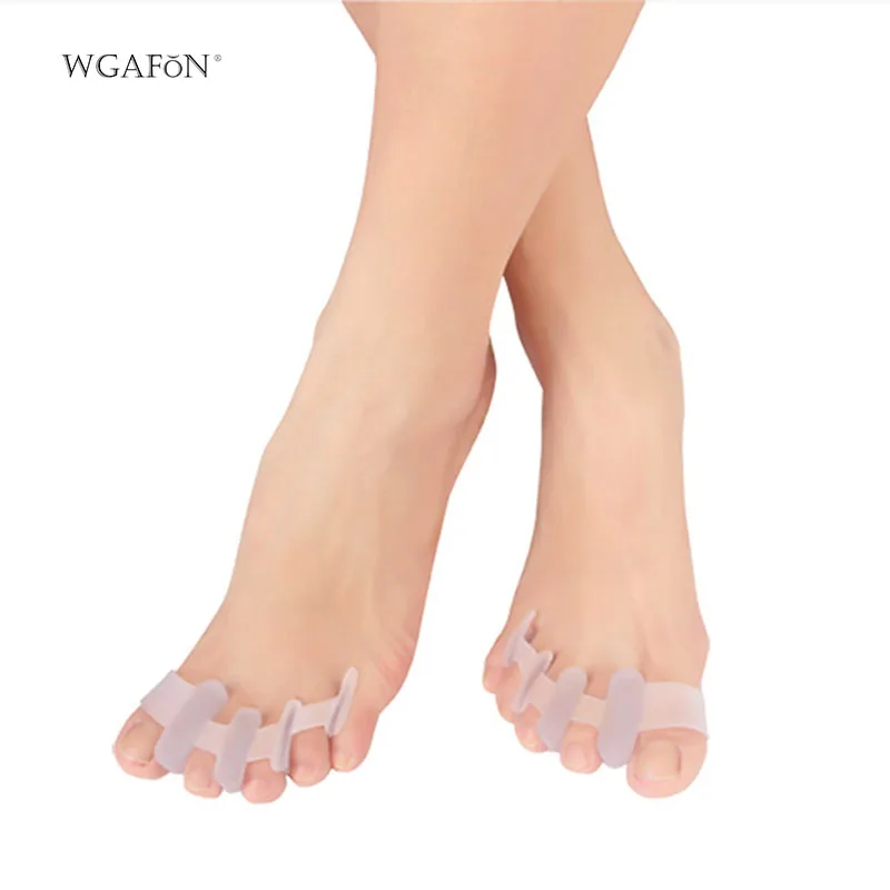 Beste WGAFON 1 paar Yoga 5 tenen separator silicagel Hallux valgus orthese Teen separator Protector Rechtzetten Gebogen neus Voet care Tool