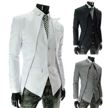 

New Brand British Style Slim Men Suits Mens Stylish Design Blazer Casual Business Fashion Jacket Black Grey White