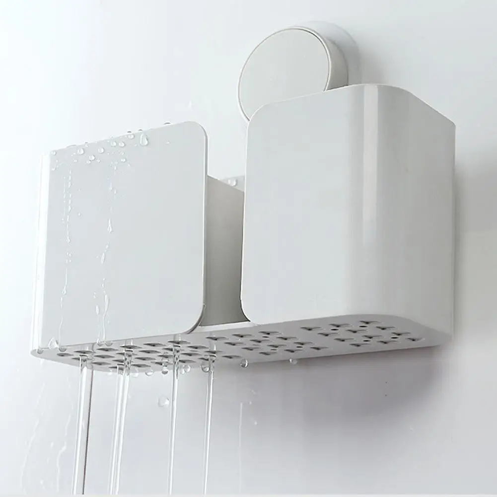 Бесшовные стикеры стойку ванная комната сильный всасывающий настенный держатель для зубных щеток бесплатно пробивая кухонная корзинка